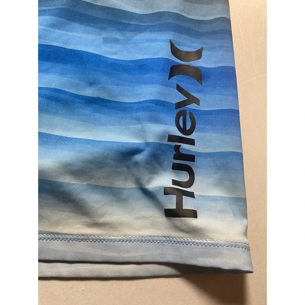 Hurley Phantom Mens Board Shorts Blue Grey Striped Swim Trunks Size 33